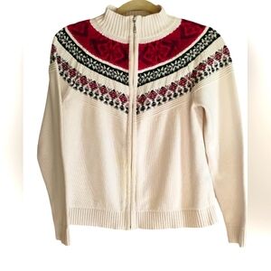 Christopher & Banks Women's Fair Isles Crew Neck Sweater Sz S Zipper Closure F-3